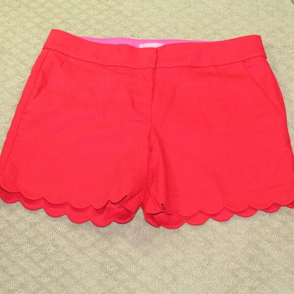 Isaac Mizrahi New York Red Scalloped Hem Shorts Size 12 - Picture 1 of 6